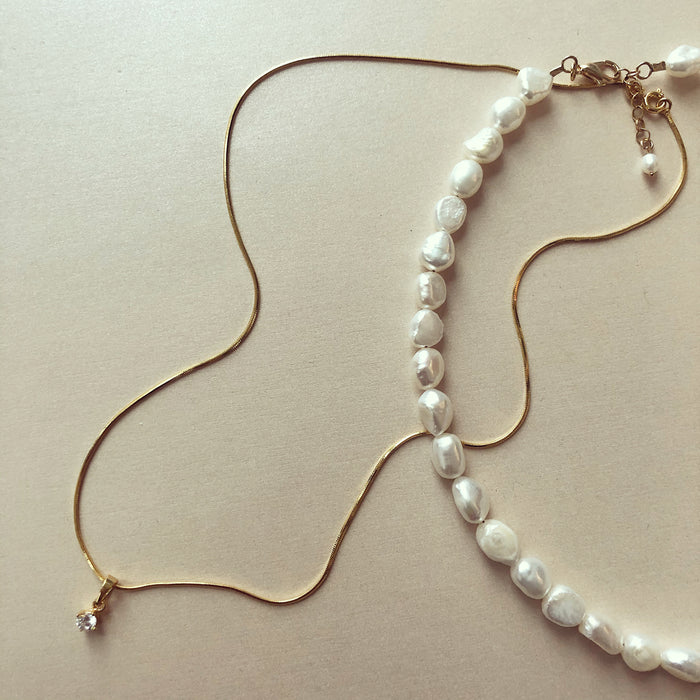 Dainty Gold-filled Princess Necklace on Snake Chain