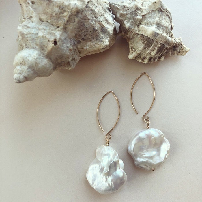Massive Genuine Freshwater Pearl Earrings
