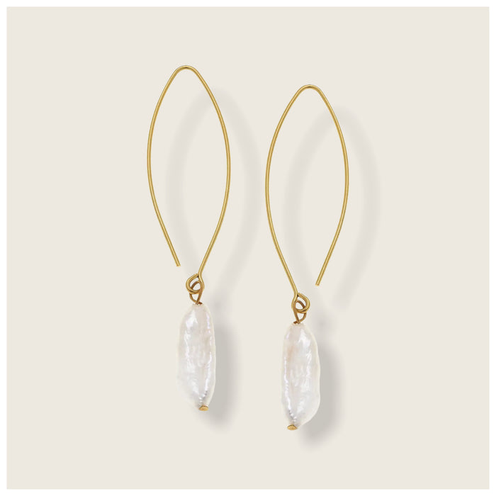 Gold Threader and Genuine Stick Pearl Earrings
