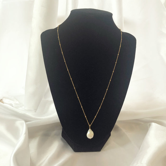 Genuine Pearl Pendant on Long Satellite Chain