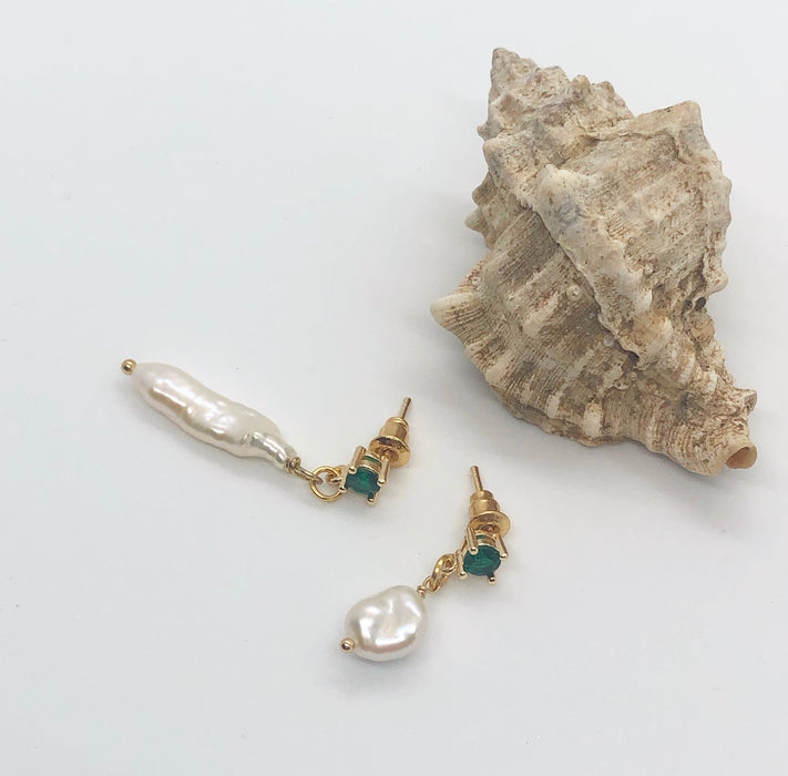 Mix and Match Emerald Pearl Earrings