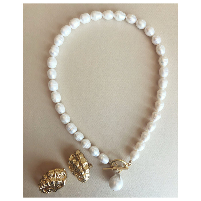 Genuine Baroque Pearl Necklace with Pearl Pendant