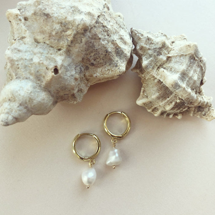 Dainty Pearl Hoop Earrings