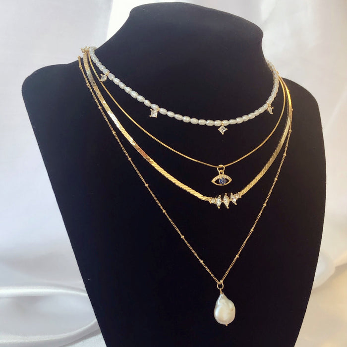 Dainty Evil Eye Decal on Gold-filled Snake Chain