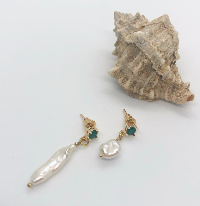 Mix and Match Emerald Pearl Earrings