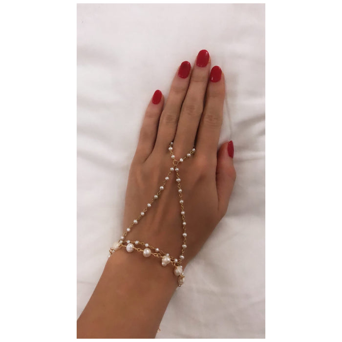 Genuine Pearl Rosary Chain Hand Piece