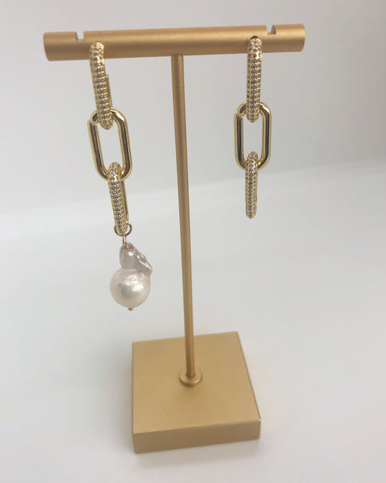 Mix and Match Genuine Baroque Pearl Paperclip Earrings