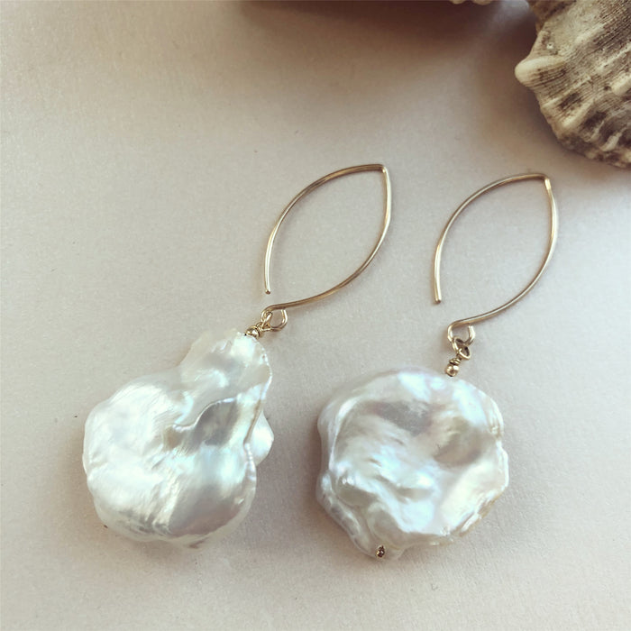 Massive Genuine Freshwater Pearl Earrings