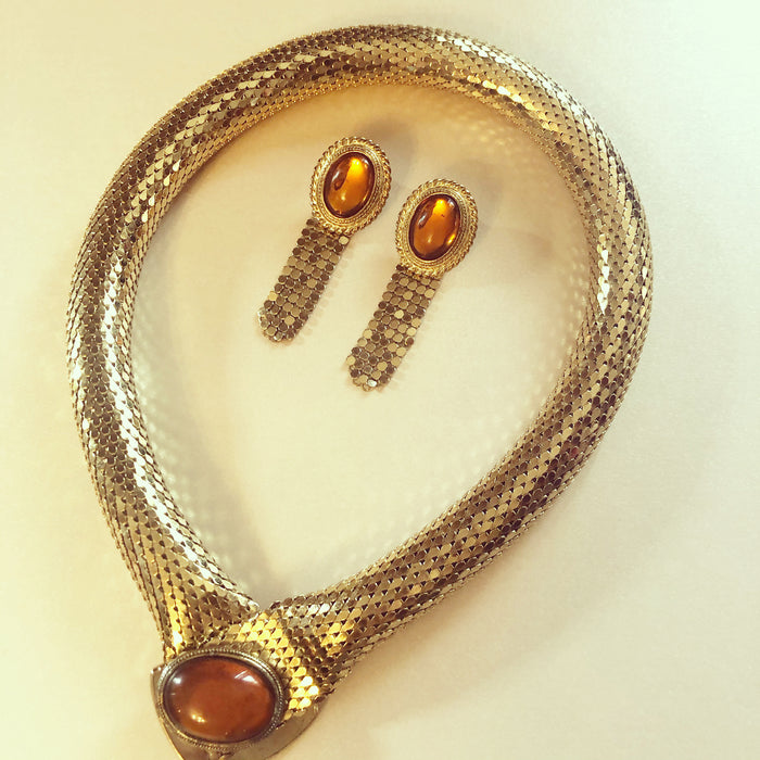 Rare Genuine Vintage 1980s Whiting and Davis Necklace and Earring Set