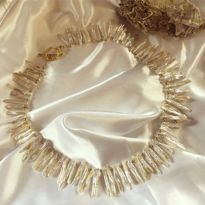 Genuine Stick Pearl Collar Necklace