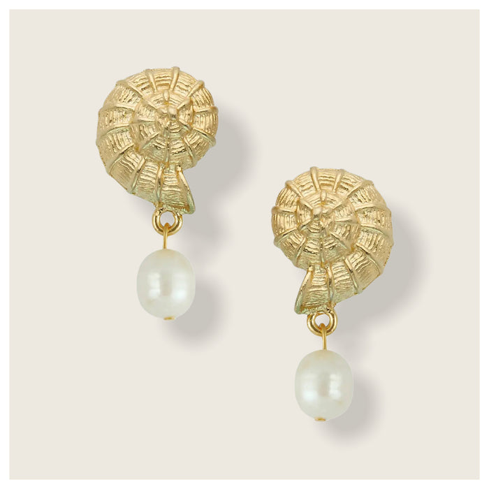 Nautical Shell and Genuine Pearl Earrings