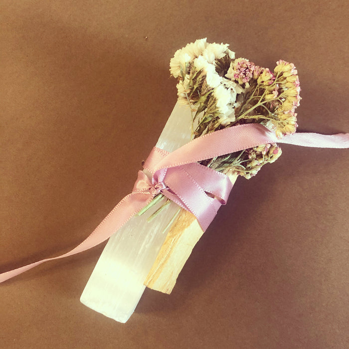 Selenite Crystal Bars, Flowers & Palo Santo