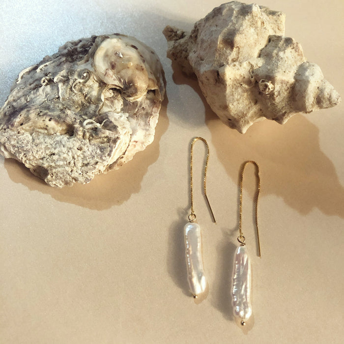 Genuine Freshwater Stick Pearl Threader Earrings