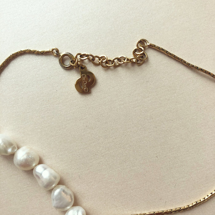 Genuine Vintage Christian Dior Pearl Cluster Necklace