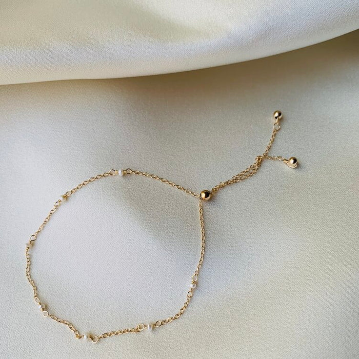Dainty Bracelet Set with Genuine Pearl Accents